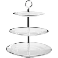 Fink Etagere »PLATINUM« Servierplatte mit Platinumrand, mit 3 Etagen, Höhe ca. 39 cm weiß