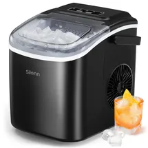 silonn Eiswürfelmaschine, Eiswürfelbereiter 9 Würfel in 6 Minuten fertig, 12 KG in 24 Stunden, Selbstreinigende Kleine Eiswürfelmaschine, 2 Eiswürfel Größen für Küche, Büro, Bar und Party, Schwarz