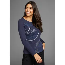 Langarmshirt, mit Placement-Print, Gr. 36/38 (S), dunkelblau, , 66520139-36
