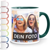 Moonworks® Fototasse, Tasse mit Foto und Text selbst gestalten, personalisierte Geschenke, Fotogeschenke grün unisize