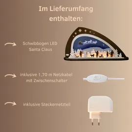 Weigla Schwibbogen LED Santa Claus 66 x 33,8 x 6 cm
