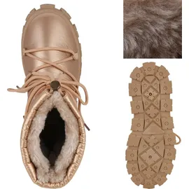 VAN HILL Damen Winter Boots Bequeme Profil-Sohle Schuhe 217516 Rose Gold, 39 - 39