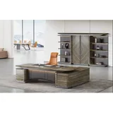 xl moebel gmbh Xlmoebel Büromöbel-Set Eckschreibtisch mit Schrank in modernem Design für Home-Office, (2-tlg., Set Büro 2 tlg. (Eckschreibtisch + Schrank), Hergestellt in Europa braun|grau