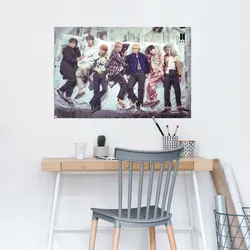 Poster REINDERS "Poster BTS Bett - Band - Bangtan Boys", bunt (farbe bild(er): mehrfarbig), B:91,5cm H:61cm, Papier, Bilder