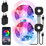 HOUHUI LED Strip Bewegungsmelder 3M,RGB LED Streifen mit PIR Bewegungssensor,APP Steuerung Bewegung Aktiviert Licht Leiste,Nachtlicht mit Bewegungsmelder,Nachtlicht Baby,Schlafzimmer,Babybett(2 Pcs)