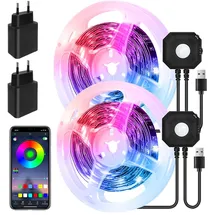 HOUHUI LED Strip Bewegungsmelder 3M,RGB LED Streifen mit PIR Bewegungssensor,APP Steuerung Bewegung Aktiviert Licht Leiste,Nachtlicht mit Bewegungsmelder,Nachtlicht Baby,Schlafzimmer,Babybett(2 Pcs)
