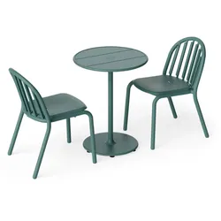Fatboy - Fred's Outdoor Tisch Ø 60 cm + Stuhl (2er Set), salbeigrün dunkel (Exklusive Edition)