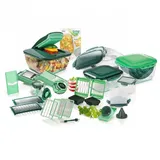 Genius Gemüseschneider Nicer Dicer Chef 37-tlg. Set inkl. 3-in-1 Siebschüssel, Glaßschüssel geeignet für den Backofen bis zu 250°c