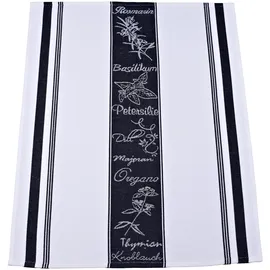 Ross Geschirrtuch »Exclusiv« 1x Küchen-Frottiertuch (Streifen) und 2 Geschirrtücher (Gartenkräuter) schwarz