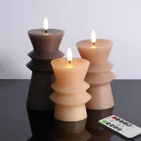 LED-Kerzen Ohne Flamme Mit Fernbedienung Set 5 Φ 3-6 Zoll Braun 3 Farbtöne - Weiß