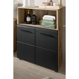 Inn.Furn Badkommode Cover (Badschrank in Schwarz und Eiche, 2-türig, 60 x 80 cm), mit viel Stauraum schwarz