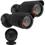 Maclean Brackets Maclean IR1800-Kameraattrappe Blinkende LED IP44 | Außen- und Innenbereich Verstellbare Halterung Warnaufkleber Wirksamer vorbeugender Schutz (2, Schwarz)