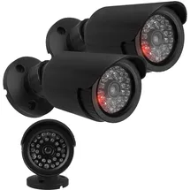 Maclean Brackets Maclean IR1800-Kameraattrappe Blinkende LED IP44 | Außen- und Innenbereich Verstellbare Halterung Warnaufkleber Wirksamer vorbeugender Schutz (2, Schwarz)