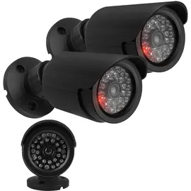 Maclean Brackets Maclean IR1800-Kameraattrappe Blinkende LED IP44 | Außen- und Innenbereich Verstellbare Halterung Warnaufkleber Wirksamer vorbeugender Schutz (2, Schwarz)