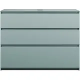 Burgbad Lin20 Waschtischunterschrank inklusive Konsolenplatte, 3 Auszüge, 1202x487x900mm, WWYJ120F5395, Farbe: Eisblau Matt / Rückwand Anthrazitgrau