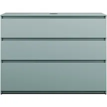 Burgbad Lin20 Waschtischunterschrank inklusive Konsolenplatte, 3 Auszüge, 1202x487x900mm, WWYJ120F5395, Farbe: Eisblau Matt / Rückwand Anthrazitgrau
