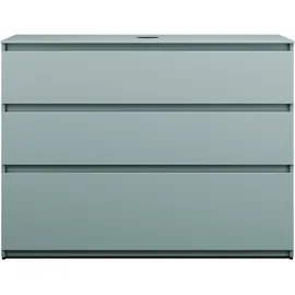 Burgbad Lin20 Waschtischunterschrank inklusive Konsolenplatte, 3 Auszüge, 1202x487x900mm, WWYJ120F5395, Farbe: Eisblau Matt / Rückwand Anthrazitgrau