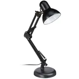 Relaxdays Schreibtischlampe, mit E27-Fassung, mit Standfuß, schwarz