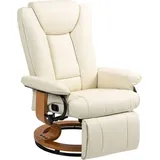 Homcom - Relaxsessel Fernsehsessel Mit Liegefunktion, Drehbarer Ruhesessel Tv-sessel Mit Verstellbarer Rückenlehne Liegesessel Bis 150 Kg Belastbar, Kunstleder, Cremeweiß