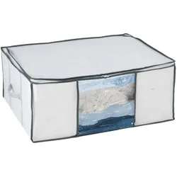 Unterbettkommode WENKO "Vakuum Soft Box L", weiß (transparent, weiß), B:65cm H:27cm T:50cm, Aufbewahrungsboxen, integrierte Vakuum-Tasche & Blitzventil, bis zu 75 % Platzersparnis
