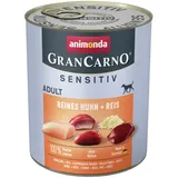 Animonda 24x 800g animonda GranCarno Adult Sensitive Reines Huhn & Reis Hundefutter nass