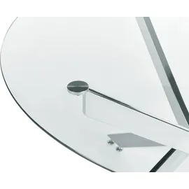Beliani Esstisch Transparent Sicherheitsglas und Eisen 120 cm mit Silbernem Metallgestell Rund Modern Glamour Esszimmer Ausstattung Möbel