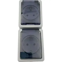 Buri 2 Fach Steckdose Klapp-Deckel Doppelsteckdose 16 A / 250 V / IP44 Aufputz grau, Variante:vertikal