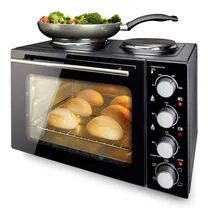 EMERIO MO-125236.4 Mini-Backofen mit 2 Kochplatten | Schwarz