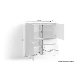 byLIVING Highboard Valentin 120 x 137 x 38 cm Weiß/Braun