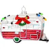 SIKORA Wohnwagen besondere Weihnachtskugel Glas Christbaumschmuck Deko Figur Weihnachten Anhänger Ornament - Trend Line - BS909