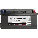 HR HiPower AGM Autobatterie 12V 110Ah 1100A/EN Starterbatterie ersetzt 90Ah 92Ah 95Ah 100Ah 105Ah