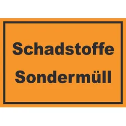 HB-Druck Schadstoffe Sondermüll Mülltrennung Schild mit Text waagerecht A2 Rückseite selbstklebend