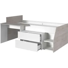 Parisot Hochbett Milky 90 x 200 cm Holz weiß-grau