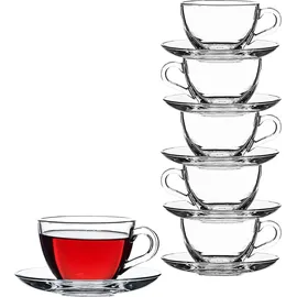Pasabahce Teetasse mit Untertasse 0,2 l Transparent 6 St.