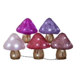 LED Pilze Acrylfigur 5 Pilze an Lichterkette Gartendekoration H: 15cm