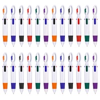 KAHEIGN 24Pcs Kugelschreiber 4-in-1 Multifarbe Kugelschreiber mit Einziehbaren Minen und Karabinerhaken für Büro oder Schulbedarf Studenten (6 Farben)