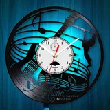 Viiluuxr E-Gitarre Schallplatte Musikalische Uhr 3D LED Licht Wanduhr Gitarrenlampe Musik Wandkunst Fernbedienung 7 Farben Lumious LED Uhr Liebhaber Geschenke. (Music V2 with LED)