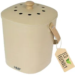 HMF Nachhaltiger Biomülleimer Küche, Geruchsdichter Komposteimer mit Deckel, 3 Liter, Beige