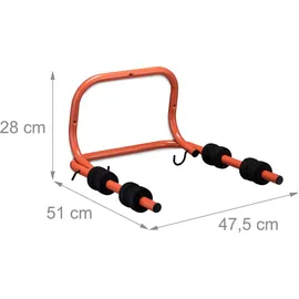 Relaxdays Fahrrad Wandhalterung für 2 Räder, klappbar, bis 30kg, rot/schwarz, HBT 28 x 47,5 x 51 cm