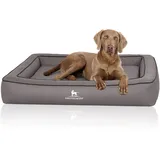Knuffelwuff Orthopädisches Hundebett aus Laser gestepptem Kunstleder Hampstead XXXL 155 x 125cm Grau