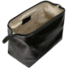 Time Resistance Kulturbeutel Leder Herren - Kosmetikbeutel - Gladstone-Öffnung - Waschtasche für Männer - 100% Echtleder - Hochwertige Kosmetiktasche Mann