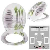 Woltu Toilettensitz mit Absenkautomatik Motiv Blumen Grün