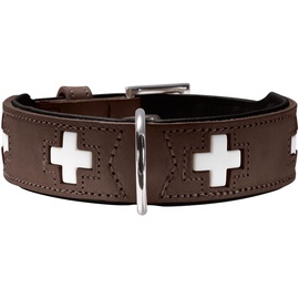 Hunter Swiss Hundehalsband, Leder, hochwertig, schweizer Kreuz, 32 XS, braun/schwarz