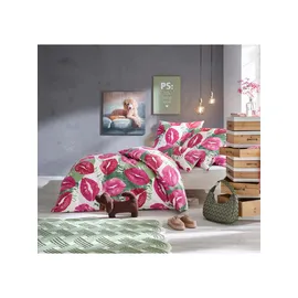 Heine Mako-Satin Erika/Magenta 135 x 200 cm + 40 x 80 cm