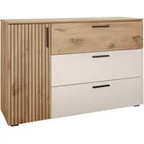 SchlafKONTOR Kombikommode Daria 125 x 82,6 x 40 cm Beige / Weiß