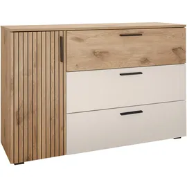 SchlafKONTOR Kombikommode Daria 125 x 82,6 x 40 cm Beige / Weiß