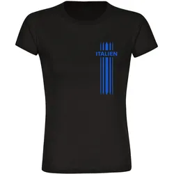 multifanshop Damen T-Shirt - Italien - Streifen - Druck blau - Frauen