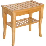 Duschhocker Aus Bambus Mit Ablage, Badewannensitz Und Fußstütze, 47,5 X 26 X 44,5 Cm, Natürliches Und Robustes Design.