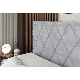 altdecor Boxspringbett mit Matratze und Lattenrost - LEPARO -Z KING - 160x200 cm - Grau Monolith - Topper, Fußteil, Polsterbett mit Bettkasten, Be... - Hellgrau