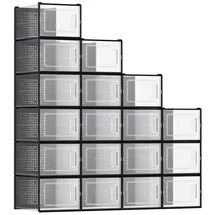 Songmics Schuhboxen 18er Set transparent-schwarz
